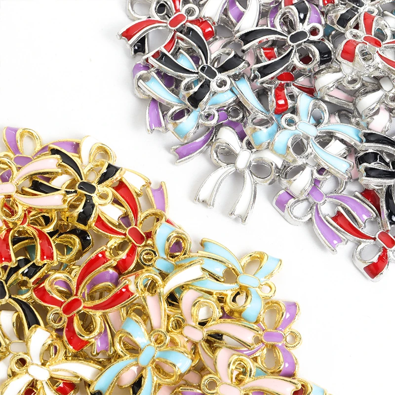 20 шт. красочные эмалированные подвески с бантом модные милые женские капельные