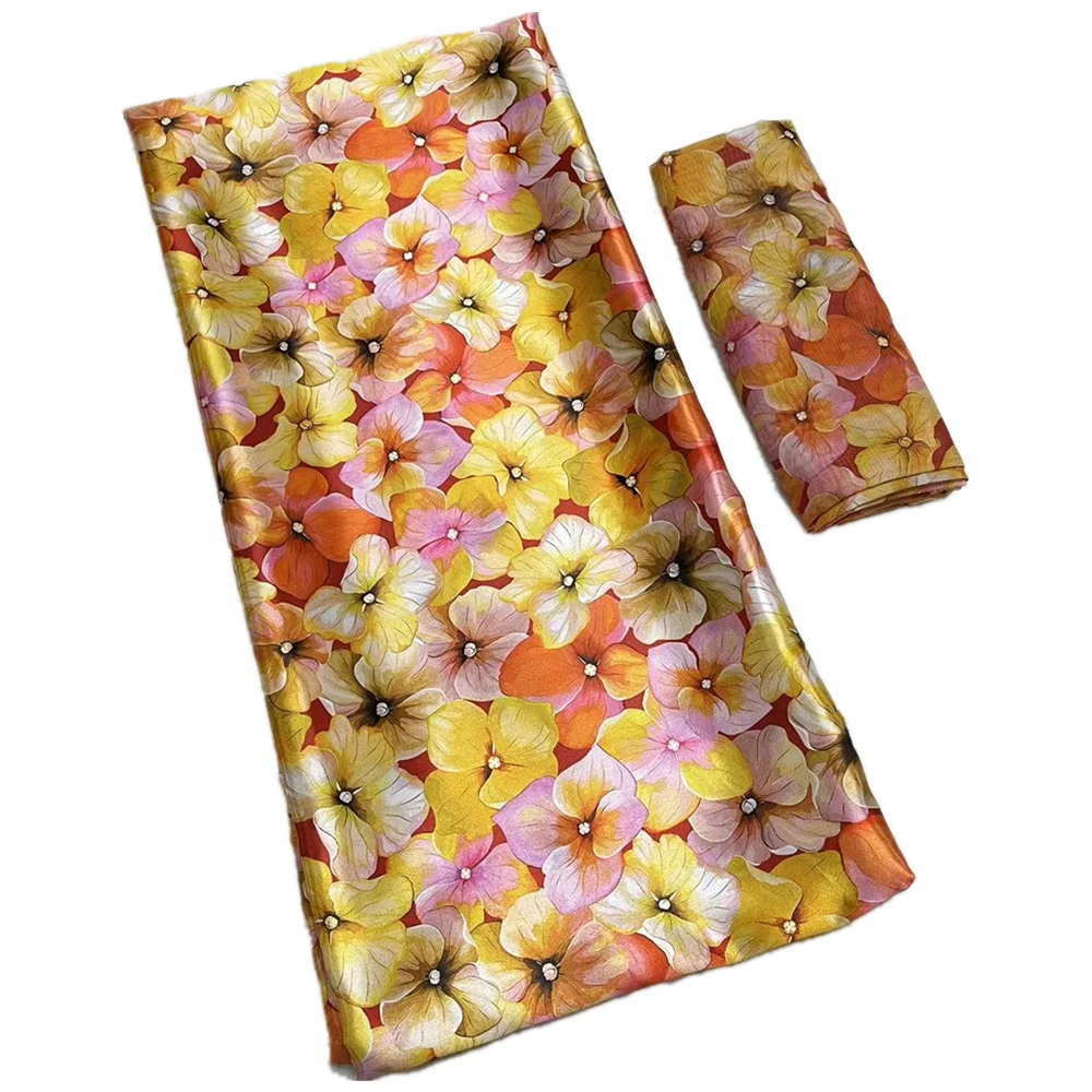 Цветочный атласный Шелковый материал мягкая ткань и шифоновая Тюлевая для