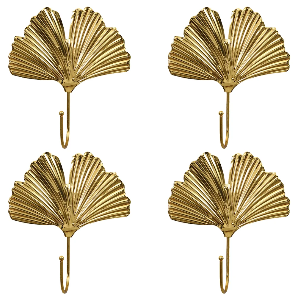 4 Pcs Metal Hook Living Room Wall Ordinary Key Retro Hooks Ginkgo Leaf Bedroom Decorative