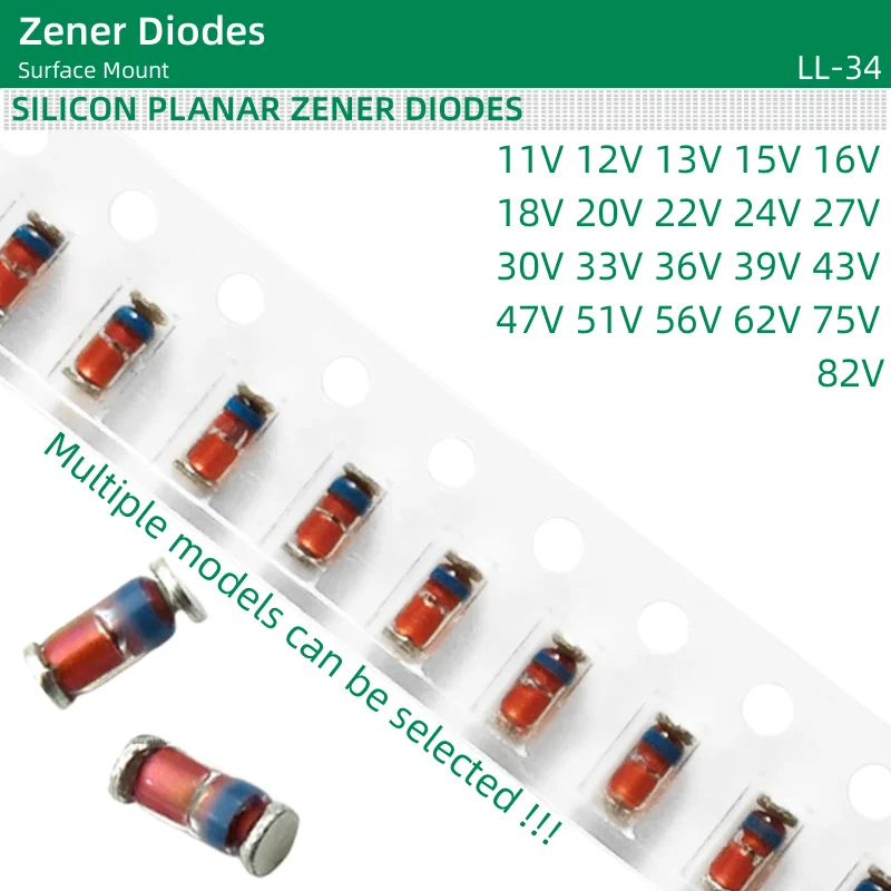 50 шт./партия, SMD диоды Зенера, фотоэлементы, упаковка ZMM11V 12V 13V 15V 16V 18V 20V 22V 24V 27V 30V 33V 36V 39V 43V 47V 51V 56V 62V 75V 82V