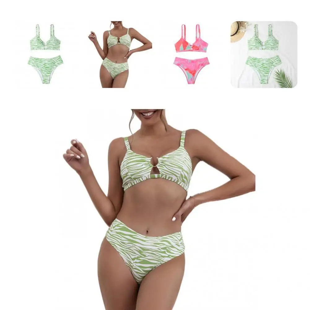 

2 Pcs/Set Women Bikini Set Chic Eye-catching Summer Bikini Set Beachwear Bikini Set