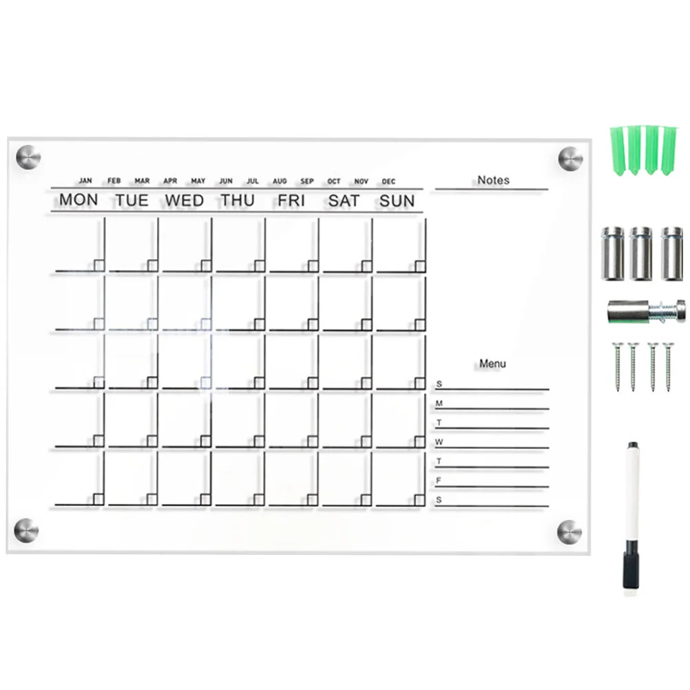 

Weekly Planner Board Dry Erase Calendar Acrylic Planning Whiteboard Magnetic Meal Minimalist Month Clear Shopping Desktop