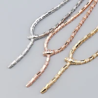 europe america designer luxury jewelry women lady alternate micro inlaid cubic zircon snake snakelike narrow collar necklace