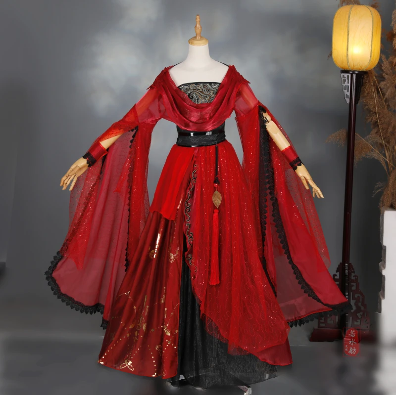 

Dunhuang Feitian красный Hanfu модифицированный Сказочный танцевальный костюм в старинном стиле Косплей Костюм Хэллоуин Карнавал необывечерние