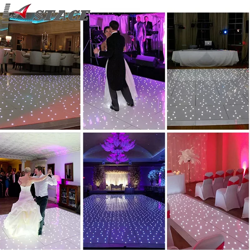 White Led Starlit Starry Dancing Floor For Wedding Hot Sale Sd Control Event Party Lighted Brick White Interlocking Dance Floor