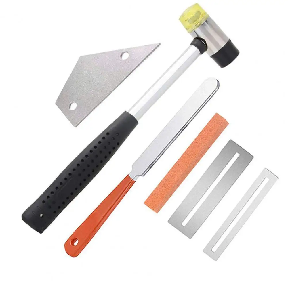 

6Pcs/Set Firm High Strength Guitar Fret Hammer Tool Kit Guitar Fret Hammer Impact-resistant Leveling Triangle Ruler