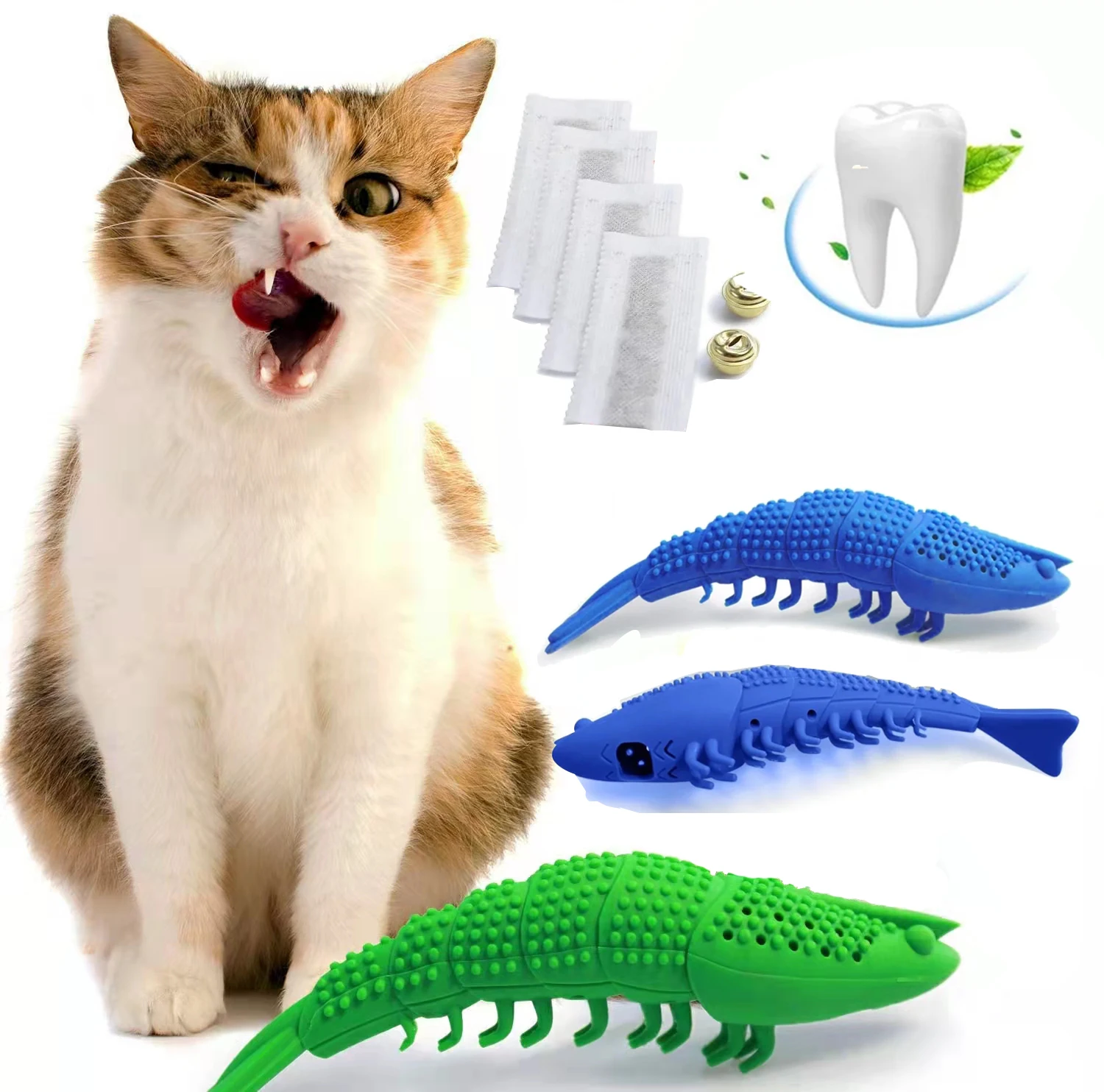 

Cat Toothbrush Catnip Toy Cat Interactive Games Durable Hard Rubber 360 Degree Cleaning Dot Toothbrush Chew Toy Cat Treat Toy