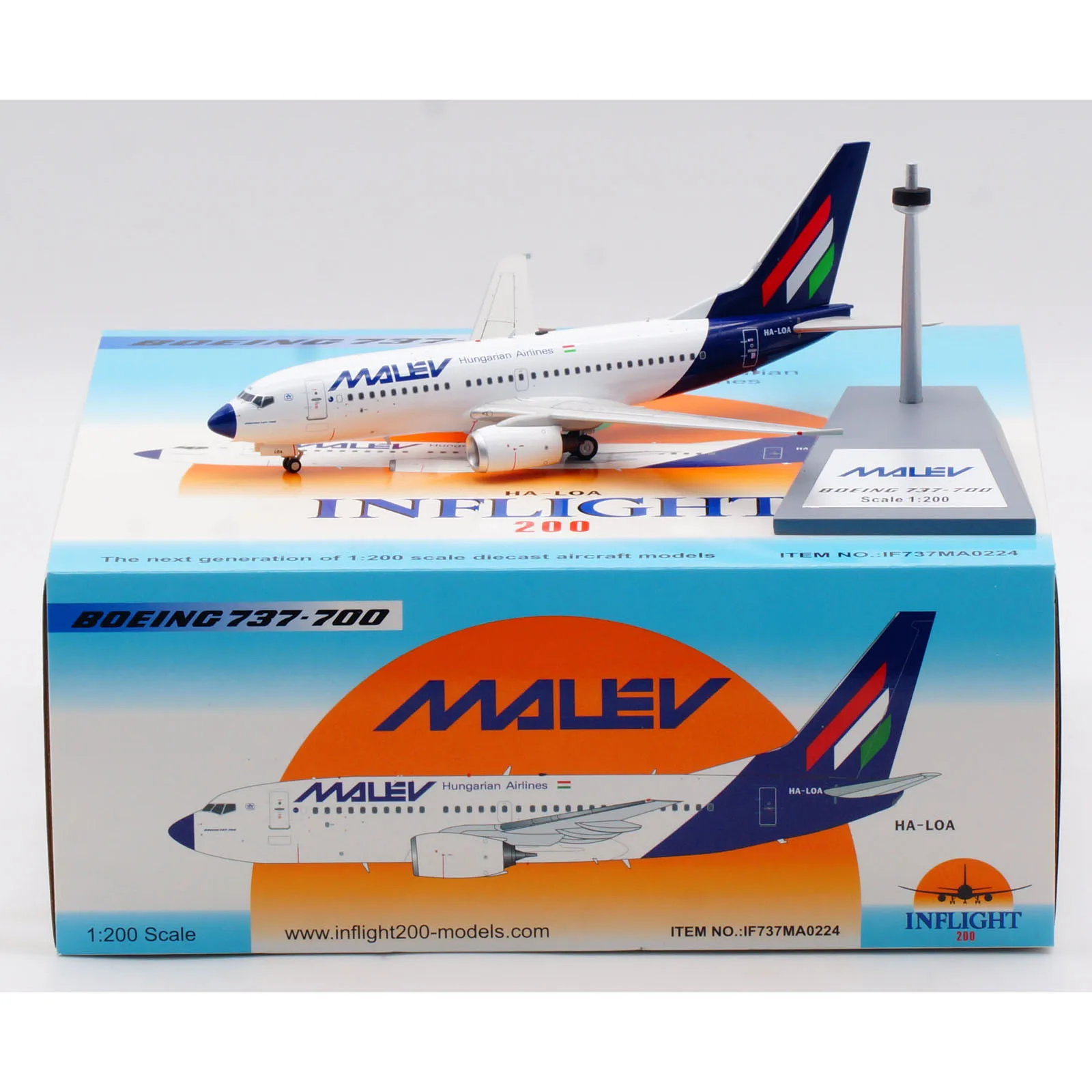 IF737MA0224 Коллекционный самолет из сплава в подарок INFLIGHT 1:200 Malev Венгерский воздух
