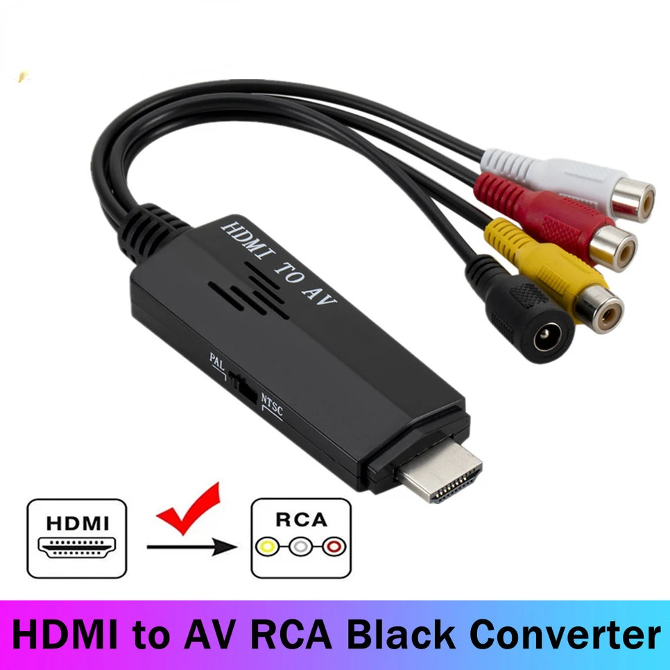 

Кабель-преобразователь 1080P HD HDMI в AV RCA, Черный Кабель-адаптер STB в старый ТВ, входной порт 1 x выходной порт HDMI 1 x RCA