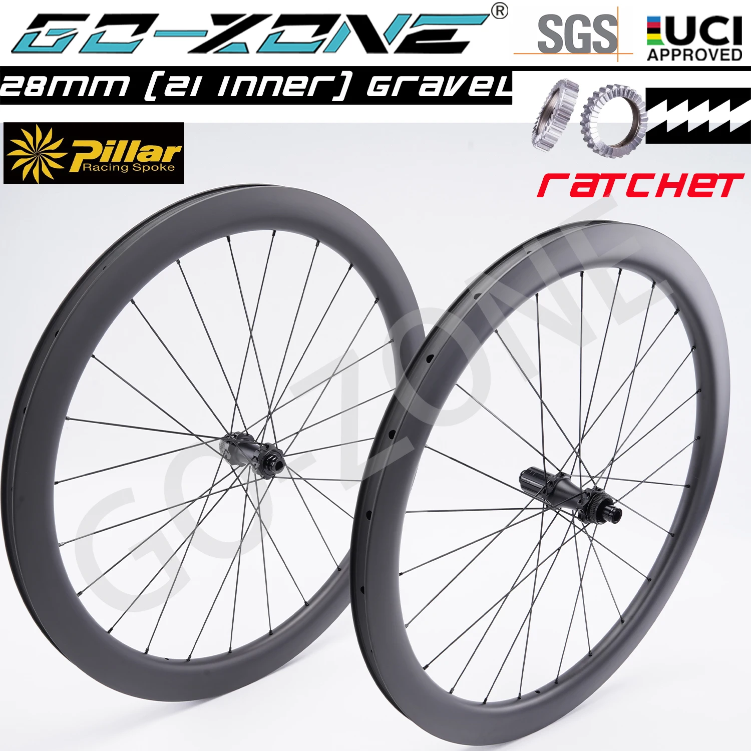 Центральный замок 700c Гравийные карбоновые колеса Дисковый тормоз с храповым