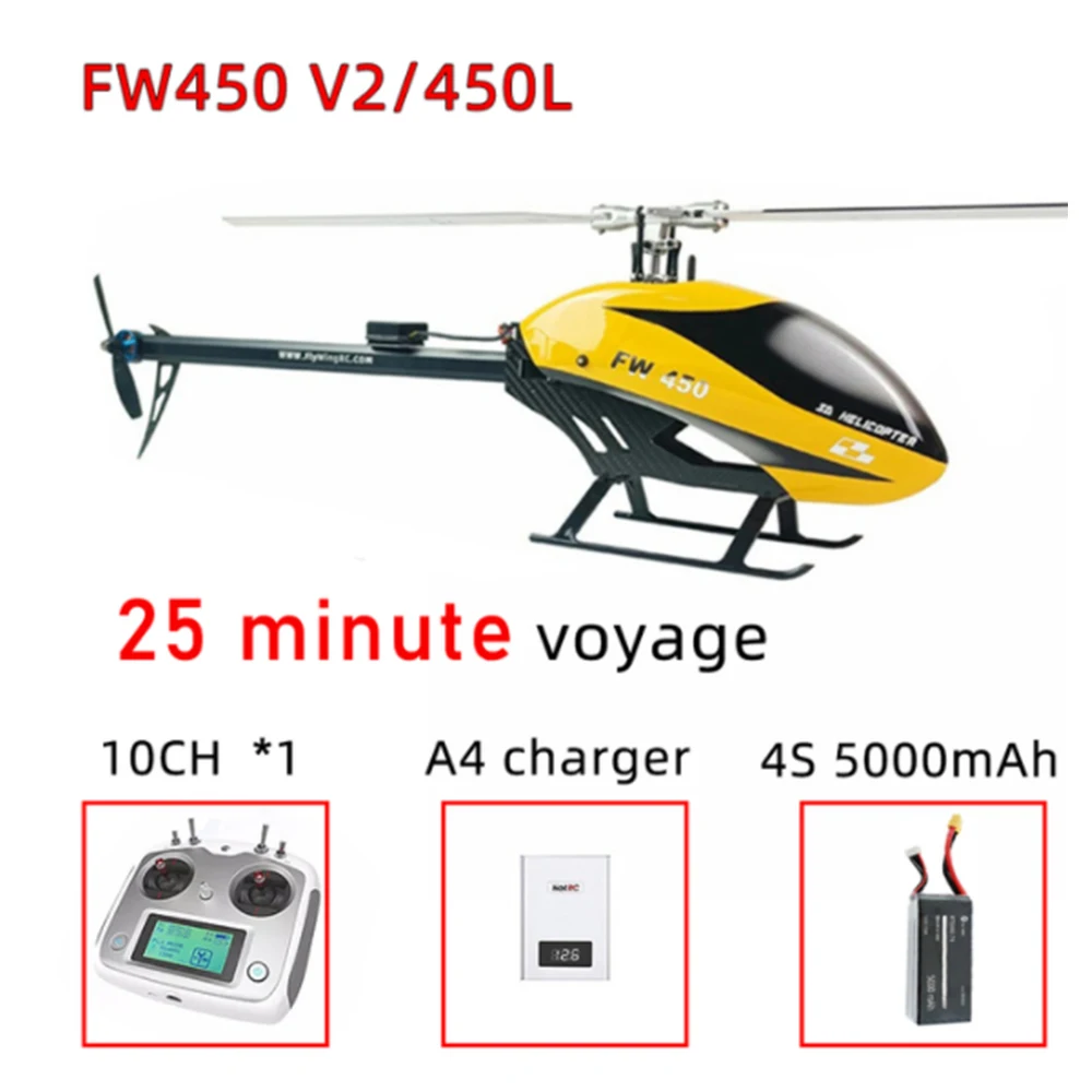 FLYWING FW450 V2 6CH FBL 3D FW450L Flying GPS Altitude Hold One-key Return RC Helicopter RTF With H1 Flight Control System