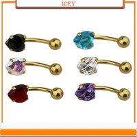 1pc zircon belly ring love navel stud heart belly navel jewelry crystal belly button ring rhinestones navel piercing navel bar