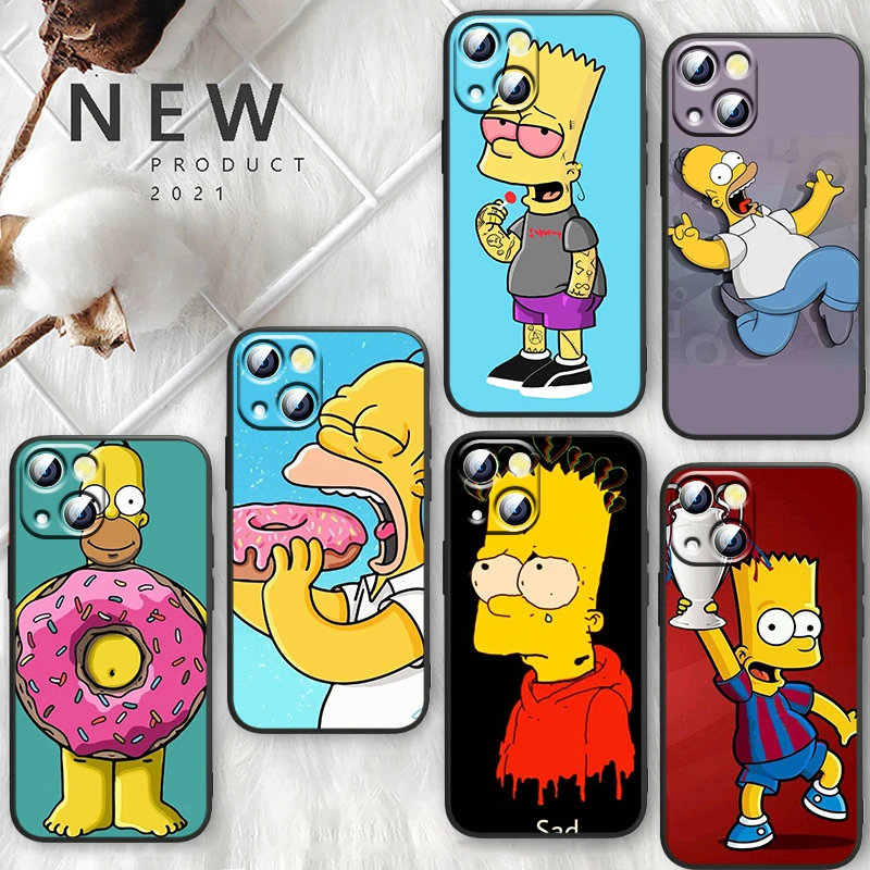 

The Simpsons cute funny Case For Apple iPhone 14 13 12 11 Pro Max Mini XS Max X XR 7 8 Plus SE2020 TPU Black Phone Cover
