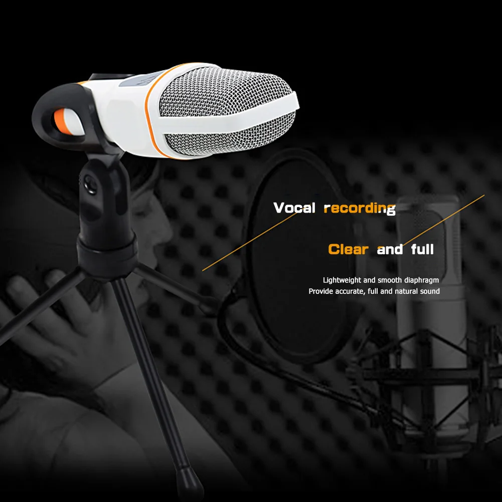 

SF-666 Condenser Microphone 3.5mm Jack Stereo MIC Tripod Portable Lightweight Musical Elements Mic for Online Video Chat
