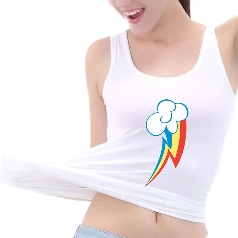 Фото Длинная майка Rainbow Dash Cutie, женский тонкий креативный топ с графическим рисунком, жилет №1