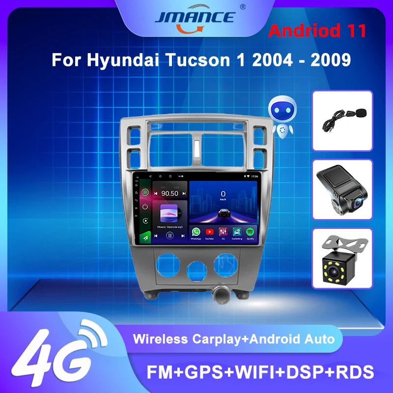 

JMANCE For Hyundai Tucson 1 2004 - 2009 Car Radio AI Voice Multimedia Video Player Navigation GPS Android No 2din 2 din dvd