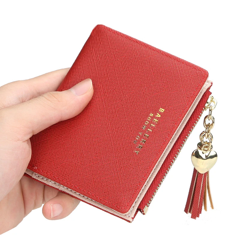 

Women's Wallet Purse Card Holder 2022 Short Women Wallets Zipper Wallets Patchwork Fashion Panelled Trendy Coin Purse Leather