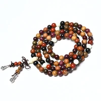 folk custom natural 2pcsset log couple models gift sandalwood beads multi orb rosary strand bracelet necklace jewelry set