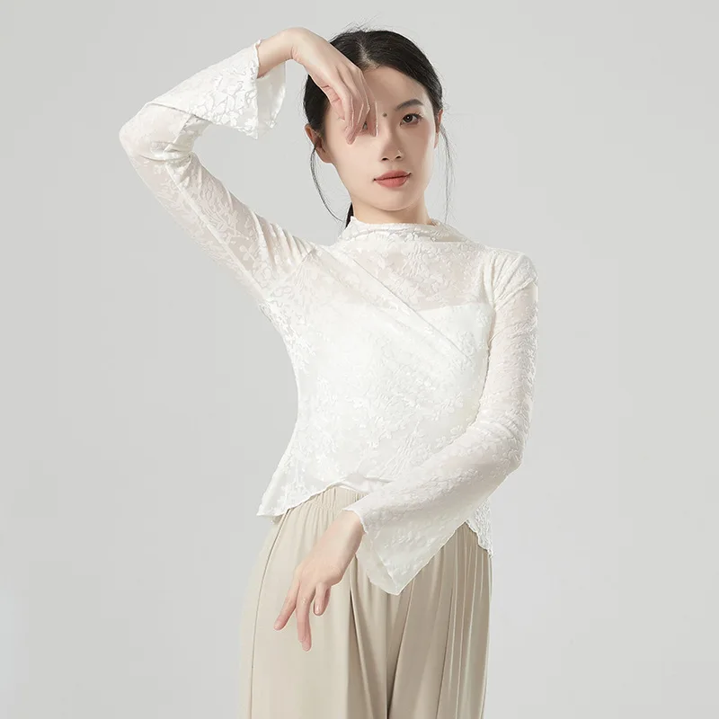 Женский приталенный костюм для танца живота блузка с длинным рукавом и ложным