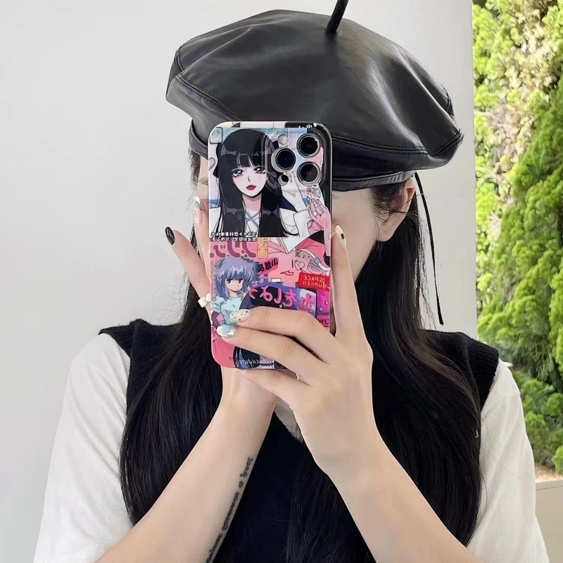 

Милый чехол для телефона Kawaii с японским мультяшным аниме, милый крутой чехол для девушки для iPhone 13, 12, 11 Pro, Xs, Max, Xr, X, 7, 8 Plus, мягкий силиконовый ...