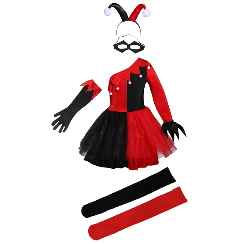 

Костюм клоуна для девочки Пурим, сумасшедшая пленка, Арлекин, косплей, карнавал, Хэллоуин, необычное платье Вечерние