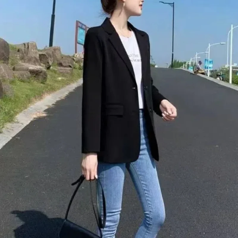 Женский весенне-осенний однотонный кардиган с отложным воротником на пуговицах