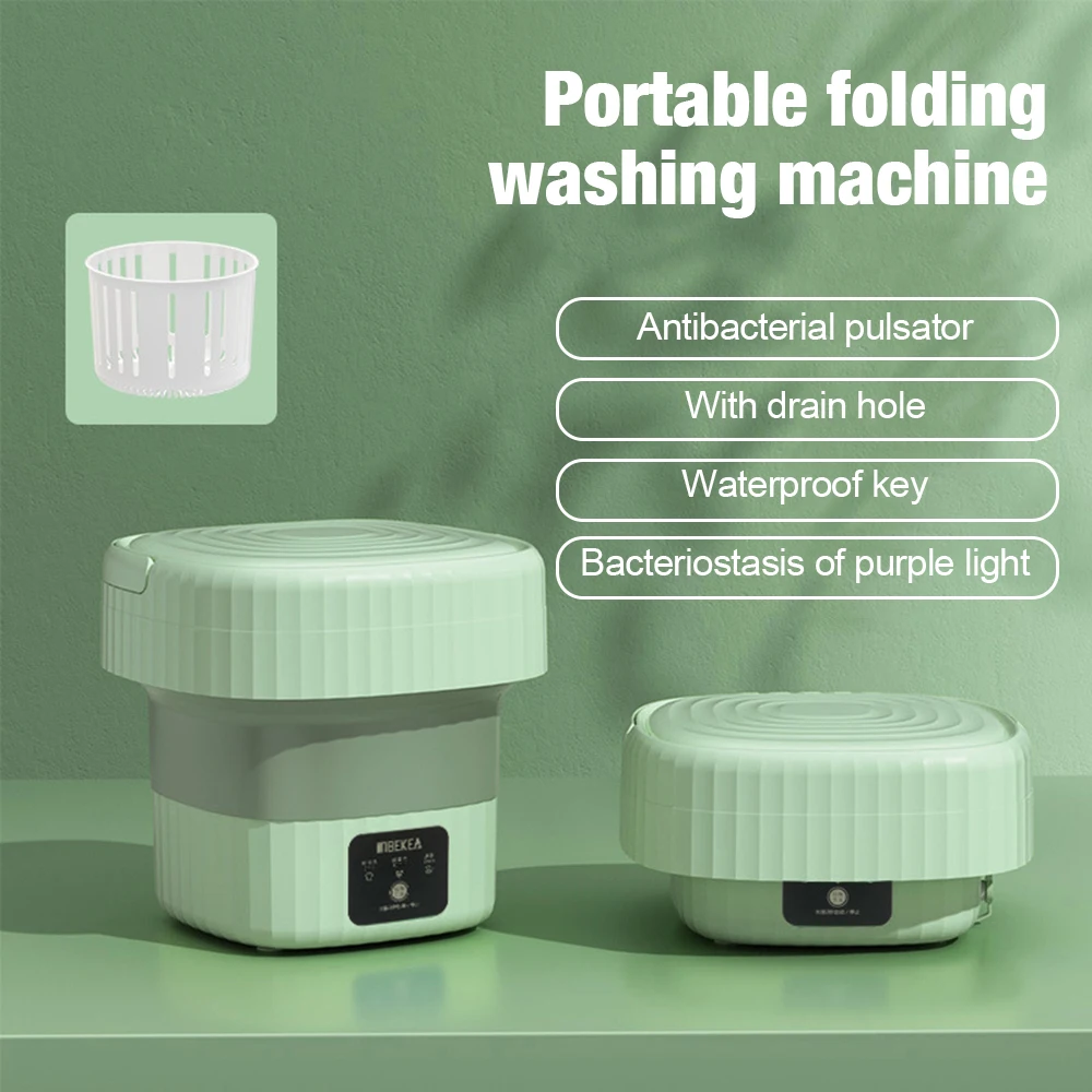 6.5L Foldable Mini Washing Machine Portable with Dryer Bucket for Clothes Underwear Socks Cleaning Washer Touch Button Travel