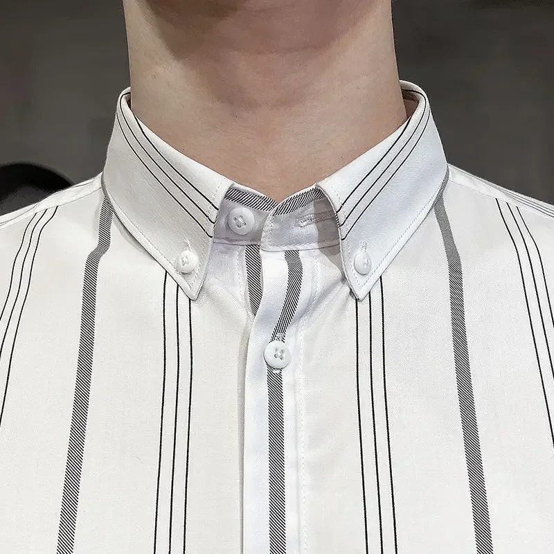 Корейская модная повседневная рубашка с длинными рукавами мужская одежда Romon