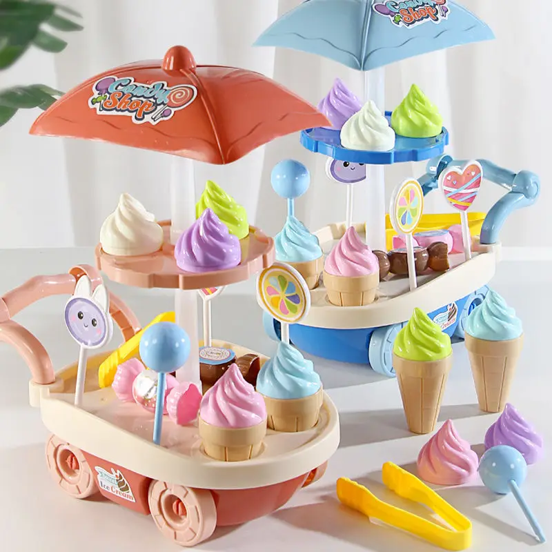 

Kids Kitchen Play Toys for Girls Ice Cream Push Up Cars Children Cooking Set Toys Pretend Play Toys Ice Cream Toys for Girls Boy