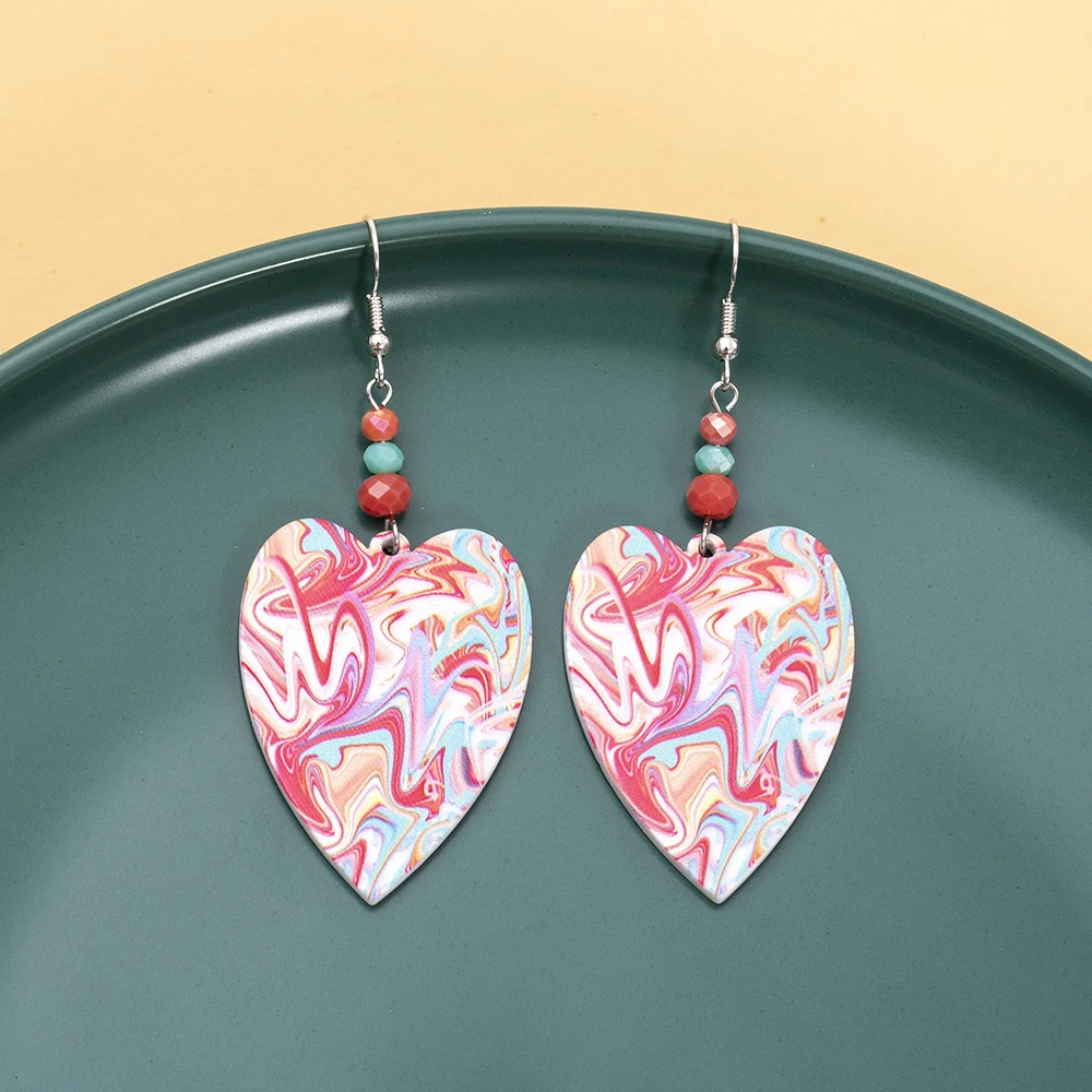 Новые модные яркие серьги в форме сердца для женщин темпераментные легкие