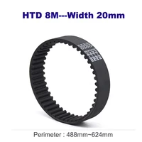 1pcs timing belt htd8m black rubber 8m drive transmission conveyor synchronous belts closed loop voron 488mm624mm anti wear cnc
