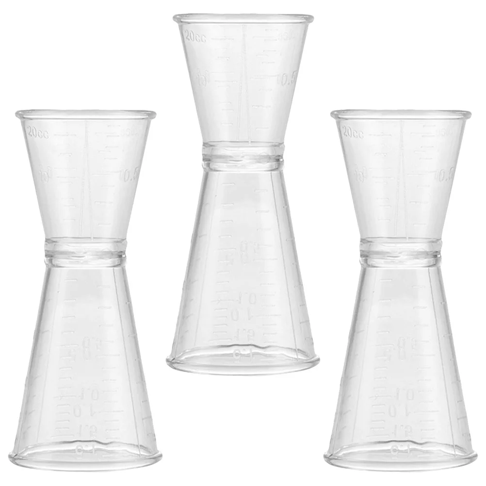 

3 Pcs Plastic Double-ended Measuring Cup Cocktail Ounce Jigger Cups Glass Device Bartender Rings