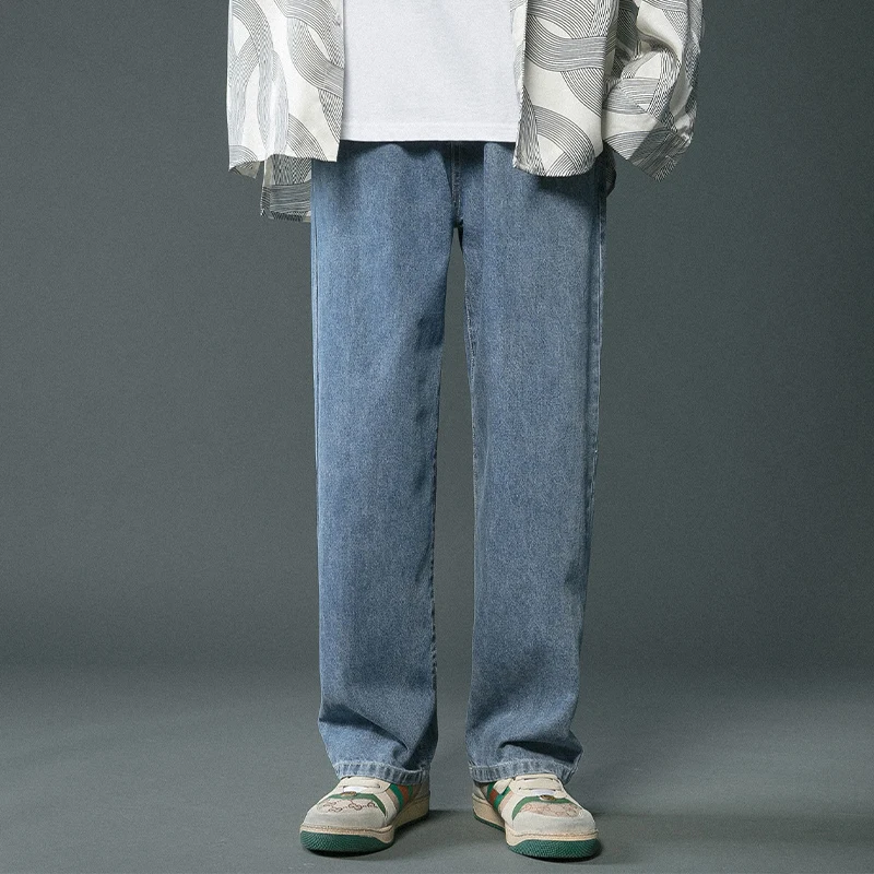 Мужские джинсы с широкими штанинами, на весну и осень, свободные прямые ...