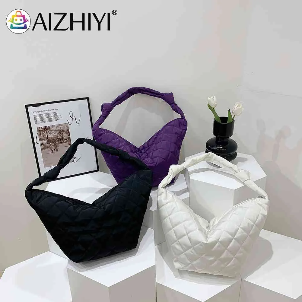 

Модные женские сумки с верхней ручкой, однотонные сумки Хобо с хлопковой подкладкой, повседневные Простые сумки-тоуты на плечо, нейлоновые ...