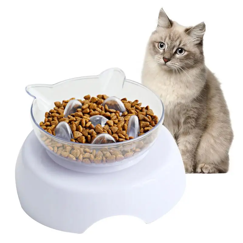 

Cats Slow Eating Bowl 15 Tilted Feeding Position Cute Cat Face Bowl Stress-Free Suit For Cats And Small Dogs Anti Vomiting Cat