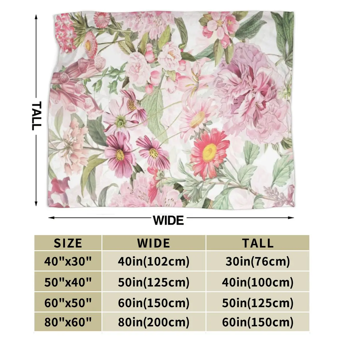 Винтажное ультрамягкое одеяло из микрофлиса с розовым весенним цветком и лугом в