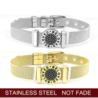 silver colour stainless steel mesh bracelets for women men golden beads brands mesh bracelet bangles gifts
