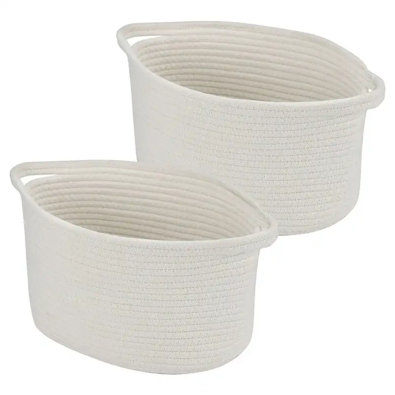 

Basket Cotton Rode Woven Container Handles, 2-Pack Bracelet rack wall Cesto mimbre Cesto ropa sucia infantil Rattan storage bask