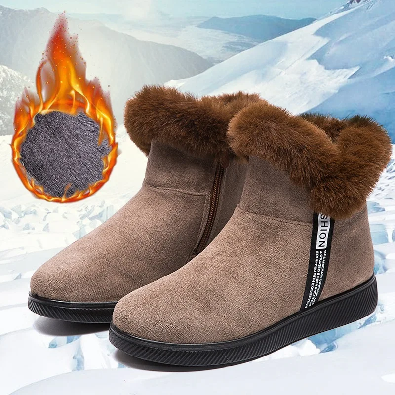 

2023 New Winter Women Snow Boots Non-slip Ankle Boot Woman Warm Fur Short Booties Female Plush Furry Platform Botas Mujer