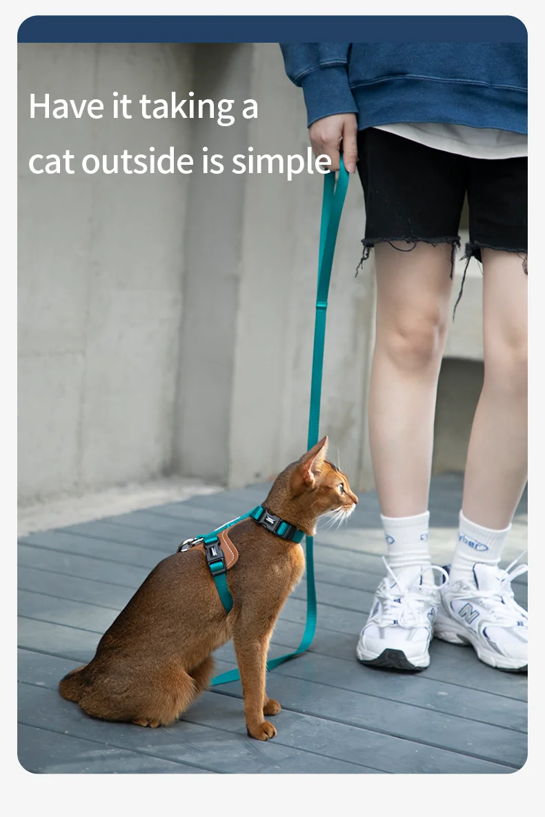 

Cat Harnesses Leathert Suspenders Set Adjustable I-block Anti-Break Vest-style Cat Leash
