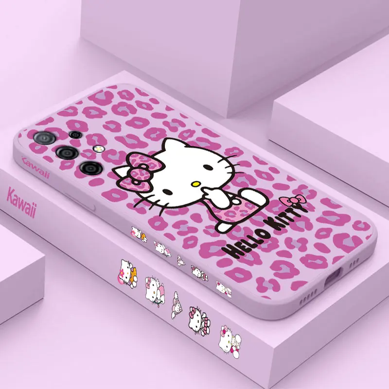 

Leopard Hello Kitty Silicone Case For Samsung A81 A53 A91 A50 A12 A22S A52 A52S A51 A72 A71 A32 A22 A20 A30 A21S A02S A11 4G 5G