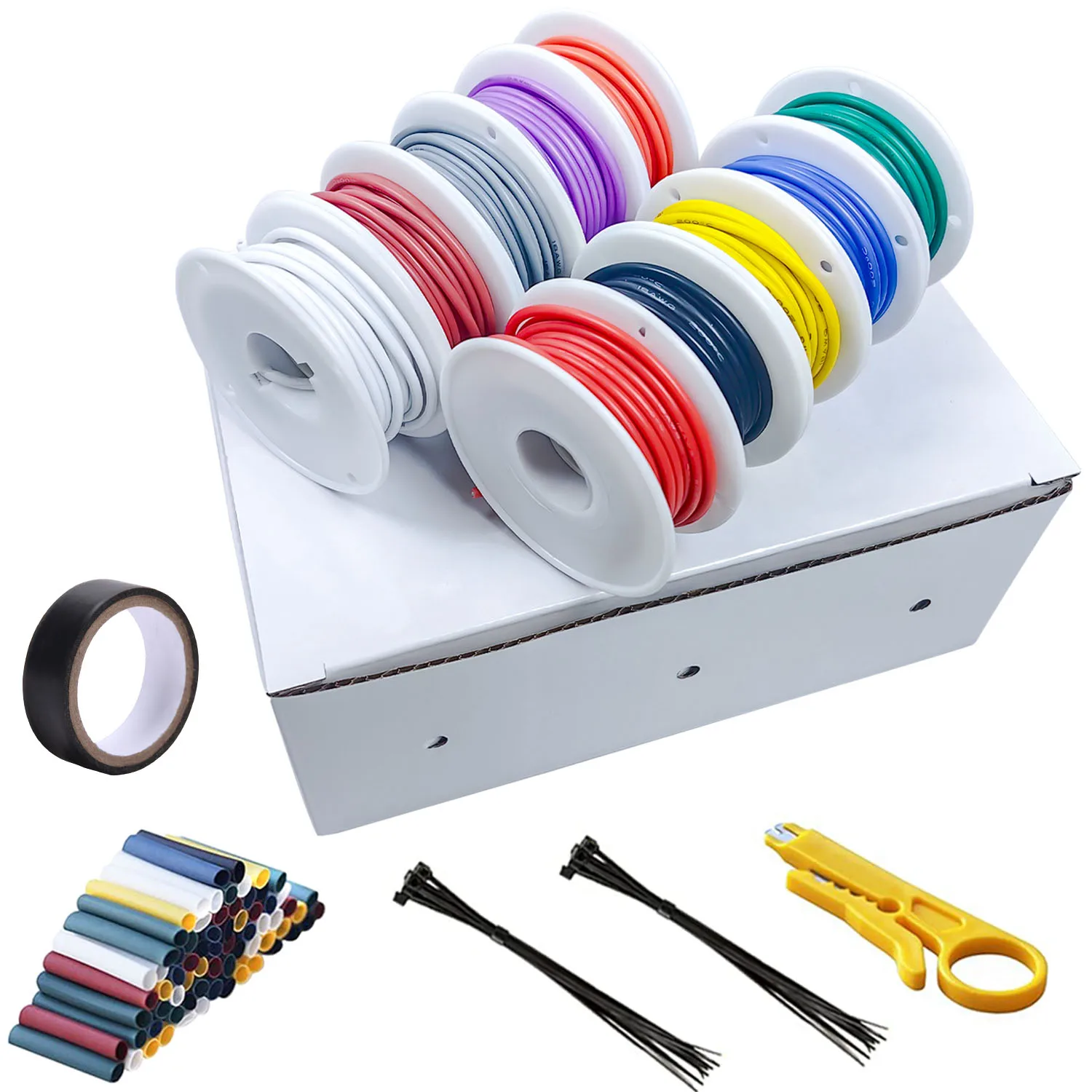

Силиконовый многожильный провод, 10 цветов, 16-30 AWG, луженая медь