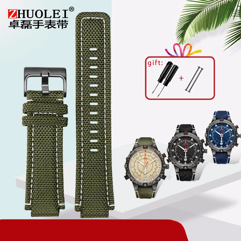 

For men's Timex tides TW2T76500/TW2T6300/TW2T6400 T2n721 Watchband waterproof nylon Strap 24*16mm lug end with tools Screw pins
