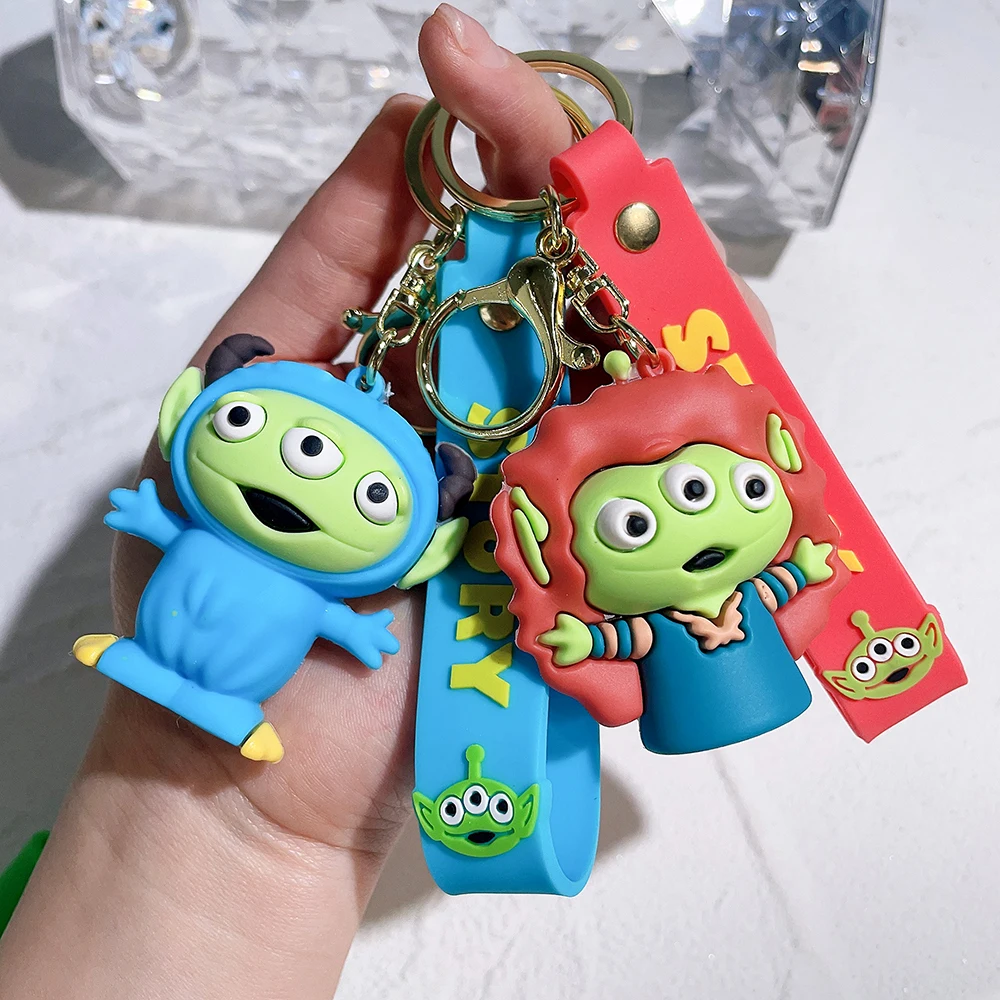 

Multiple Styles Alien Doll Keychain Cartoon Toy Story Toys for Kids Gifts Cute Alien 3D Silicone Keychain Bag Pendant Key Rings