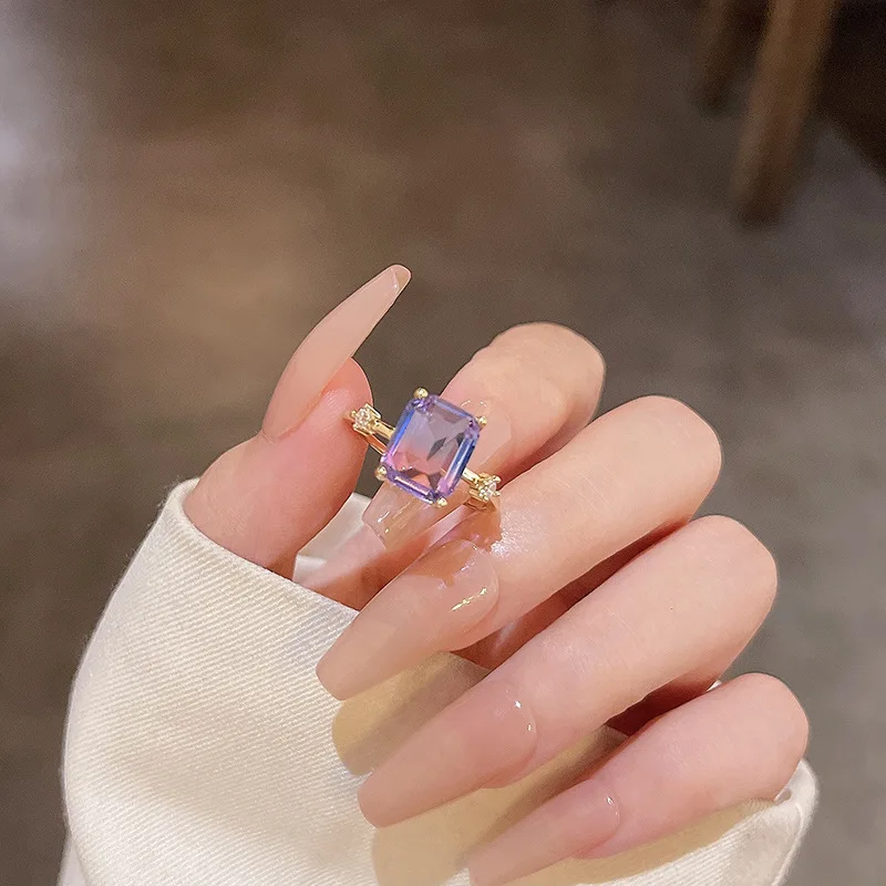 

New Fashion Simple Crystal Zircon Ring Women's Ins Fashion Light Luxury Small Number Index Finger Ring Women's Ring Jewelry