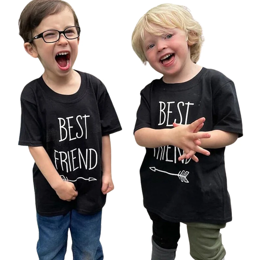 Best friend kids shirt graphic tee short sleeve o neck kid 100%cotton t shirt gift for twins friend toddler shirt