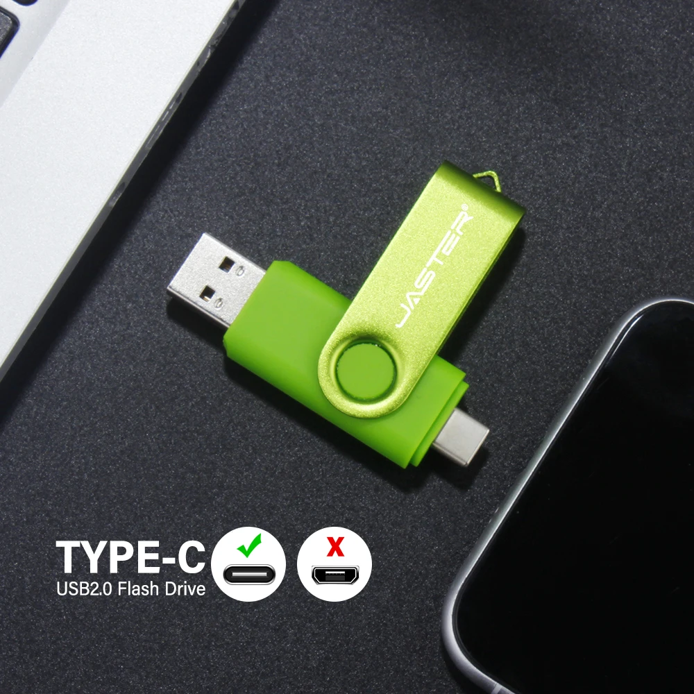 Green TYPE-C Pen Drive 64GB High Speed USB Flash Drive 32G for Mobile Phone Real Capacity Pendrive Free Custom Logo Memory Stick images - 6