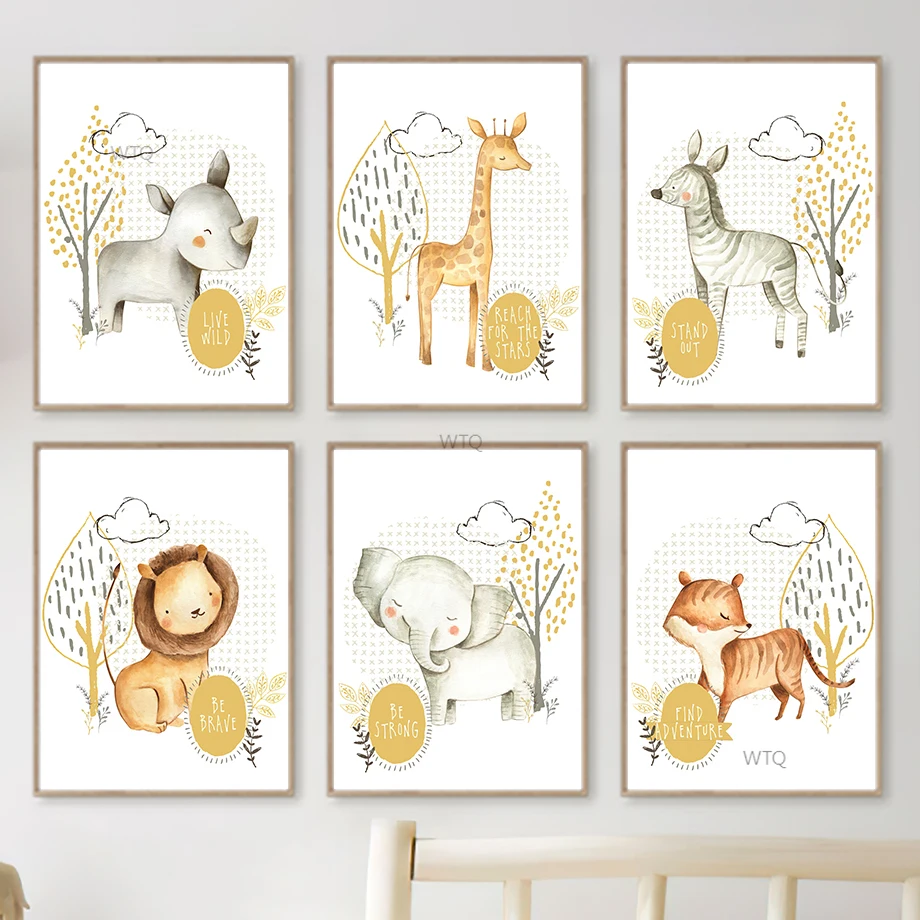 Лев жираф слон Зебра лиса цитаты настенная живопись на холсте скандинавские