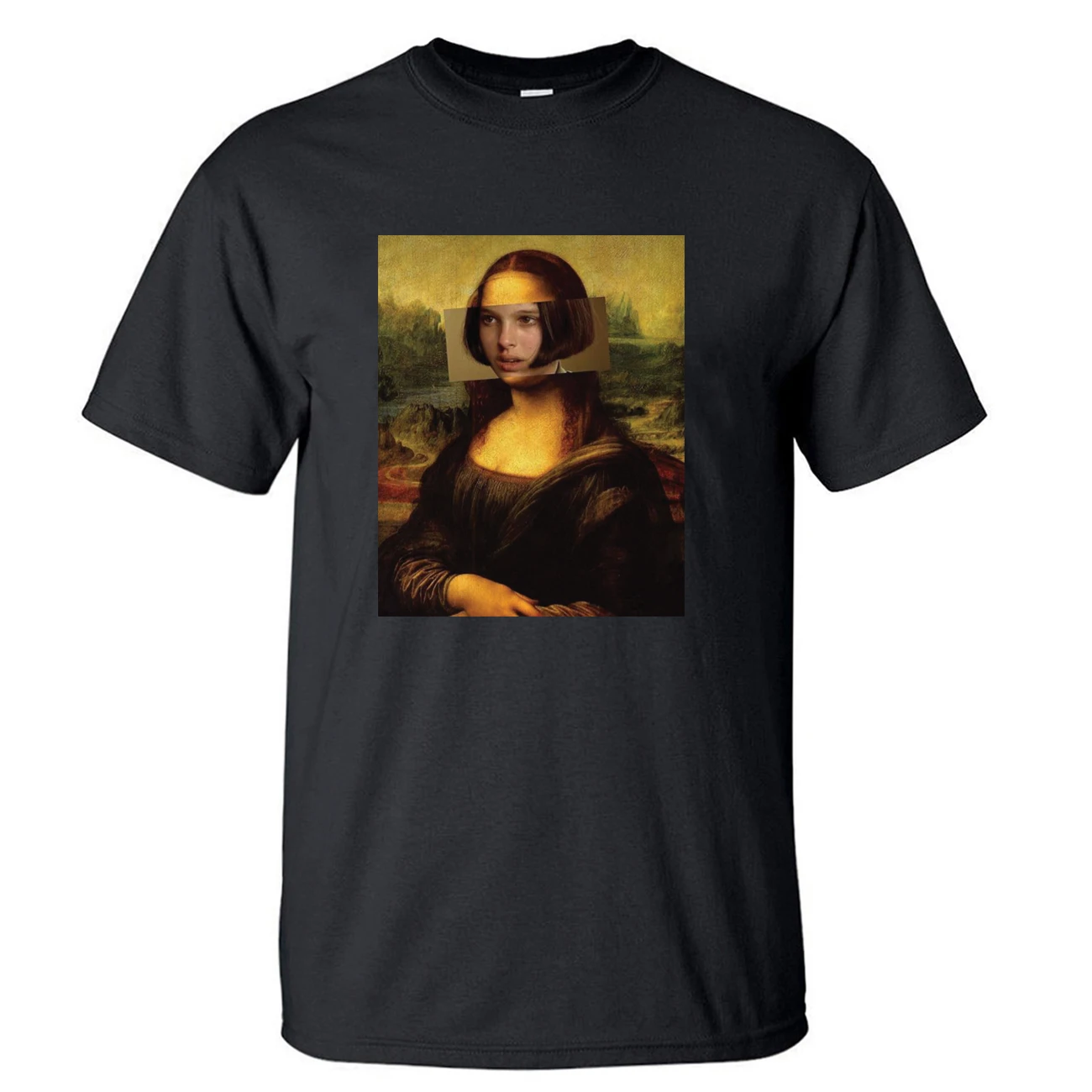 

Мужская футболка с принтом «Мона Лиза», черная или серая свободная футболка с коротким рукавом, из хлопка, в винтажном стиле, лето 2022