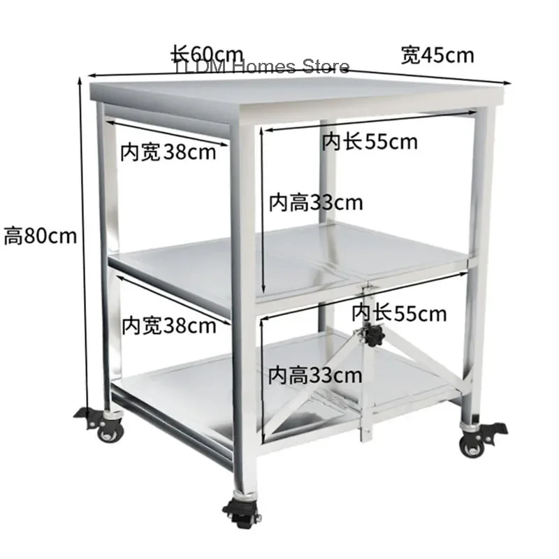 Складная мобильная полка для тележки кухонного острова тележка из нержавеющей